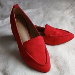 Elegant Red Women's Suede Loafers